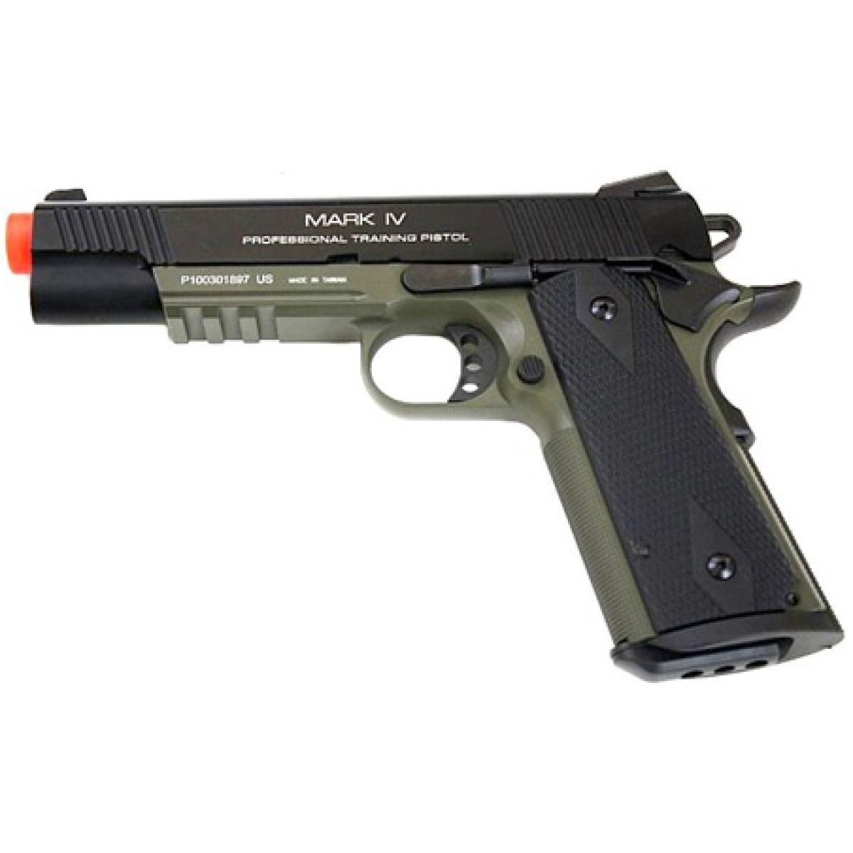 KWA Full Metal M1911 MKIV PTP Gas Blowback Airsoft Pistol with Railed Frame