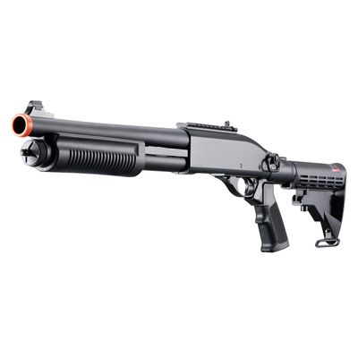 Golden Eagle M8871 3/6-Shot Pump Action CO2 Gas Airsoft Shotgun w/ Ghost Ring Iron Sights &amp; M4 Crane Stock