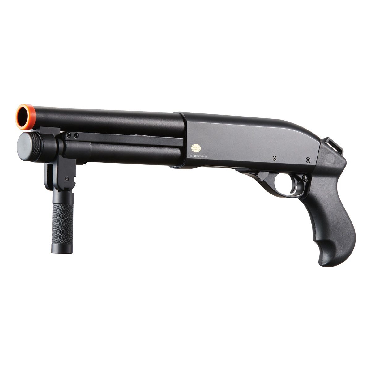 Golden Eagle M8876 3/6-Shot Pump Action Gas Airsoft Sawed-Off Shotgun w/ Forend Handle, COLOR: Black