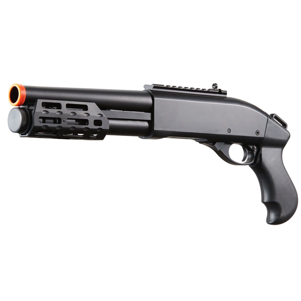 Golden Eagle M8879 3/6-Shot Pump Action Gas Airsoft Sawed-Off Shotgun w/ M-LOK Forend, COLOR: Black