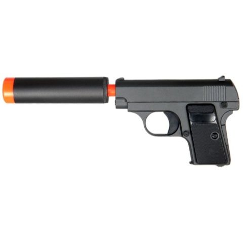 UK Arms Airsoft G1A Metal Spring Pistol with Barrel Extension - Black