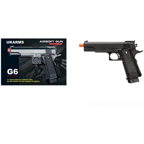 UK ARMS G6 Hi-Capa 5.1 Spring Airsoft Pistol with Accessory Rail - Black