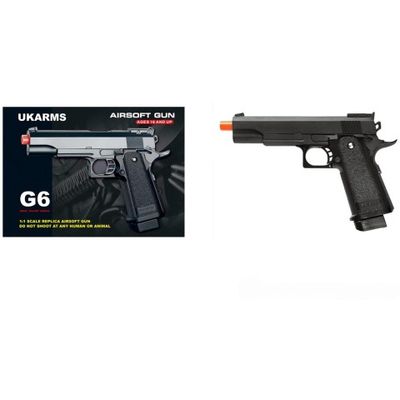 UK Arms G6 Hi-Capa 5.1 Spring Airsoft Pistol with Accessory Rail - Black