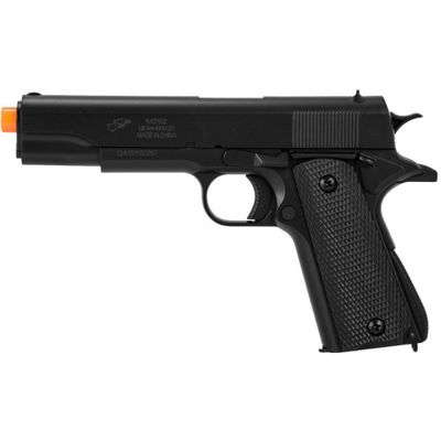 Double Eagle Airsoft M292 Spring Pistol with Lanyard Loop - BLACK