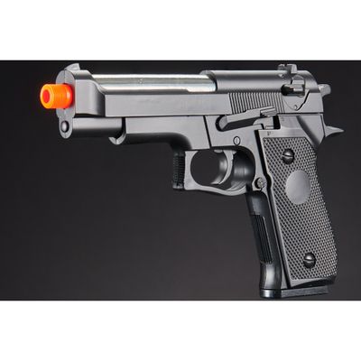 Double Eagle M22 Two Tone Spring Powered Airsoft Pistol with Mock Suppressor