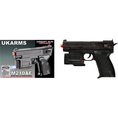 UK Arms Airsoft Spring Pistol with Laser &amp; Flashlight - BLACK