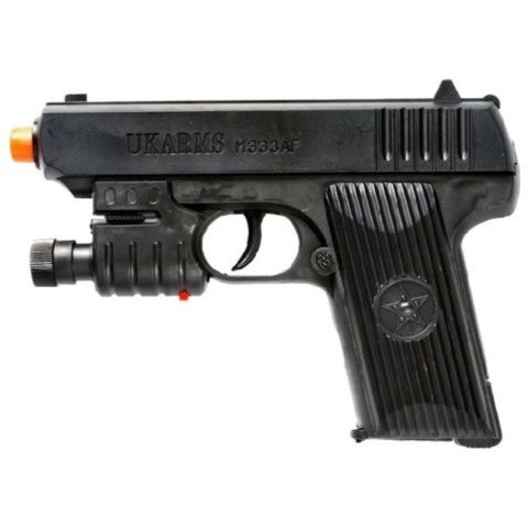 UK Arms M333AF Spring Airsoft Pistol with Laser and Flashlight - Black