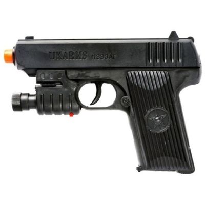 UK Arms M333AF Spring Airsoft Pistol with Laser and Flashlight - Black