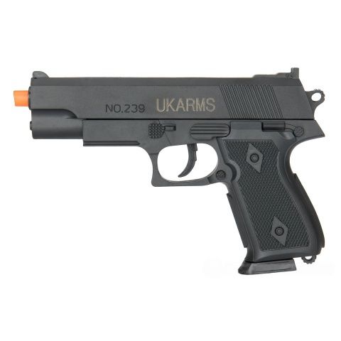 UK Arms Polymer Spring Operated 7" Inch Airsoft Pistol - BLACK