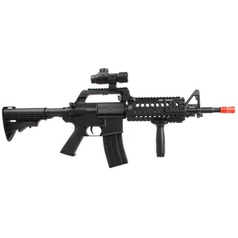 Well Fire MR733 M4 RIS Airsoft Spring Rifle with Adjustable Stock, Flashlight, Scope, Vertical Foregrip
