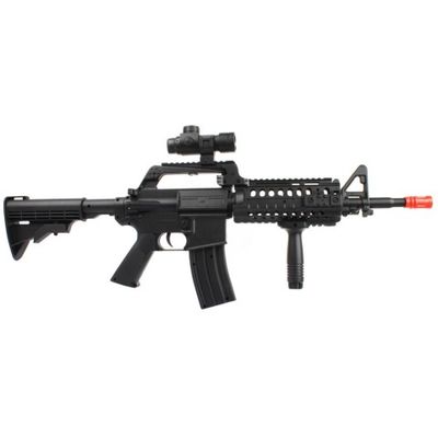 Well Fire MR733 M4 RIS Airsoft Spring Rifle with Adjustable Stock, Flashlight, Scope, Vertical Foregrip