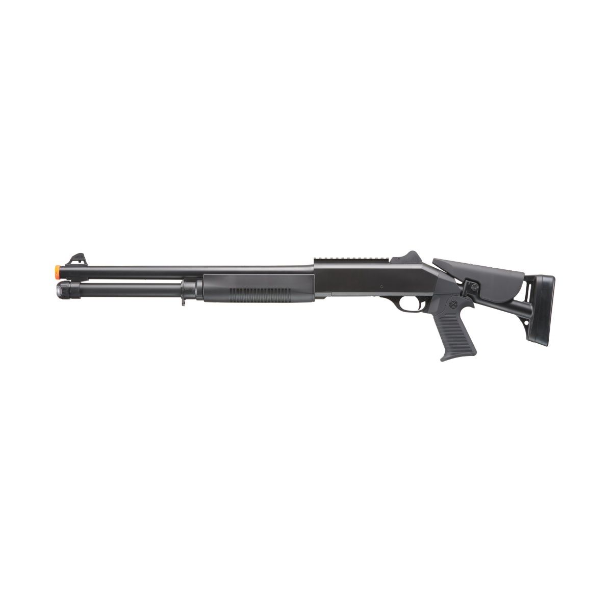 Double Eagle M56DL Tri-Shot Airsoft Spring Shotgun Long Barrel Retractable Stock