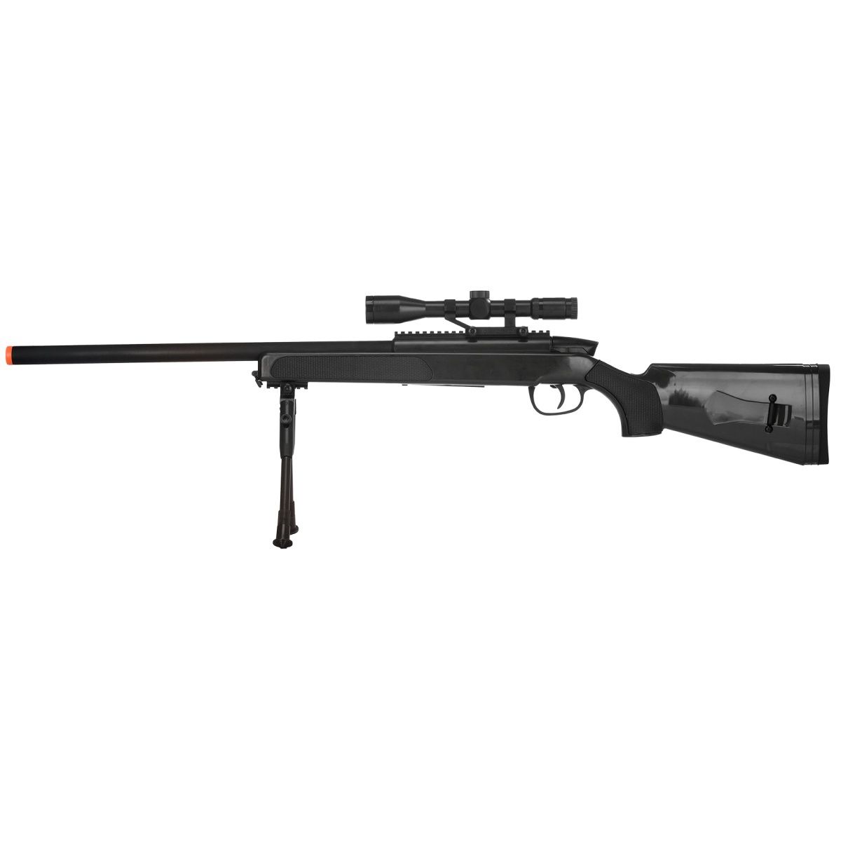 CYMA MK51 Bolt Action Airsoft Spring Sniper Rifle with Scope &amp; Bipod, COLOR: Black