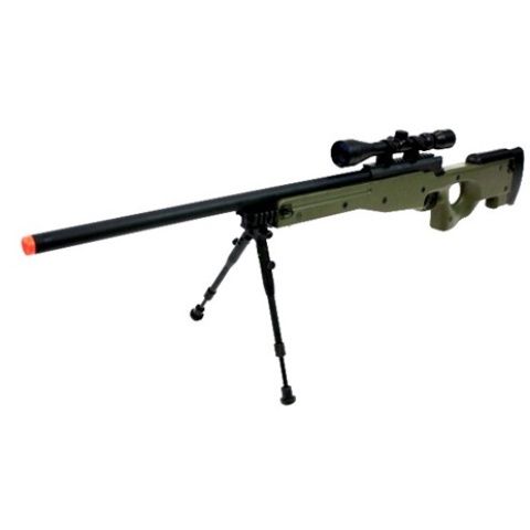 WELL Airsoft L96 AWP Bolt Action Rifle with Bi-Pod &amp; Scope, COLOR: OD Green