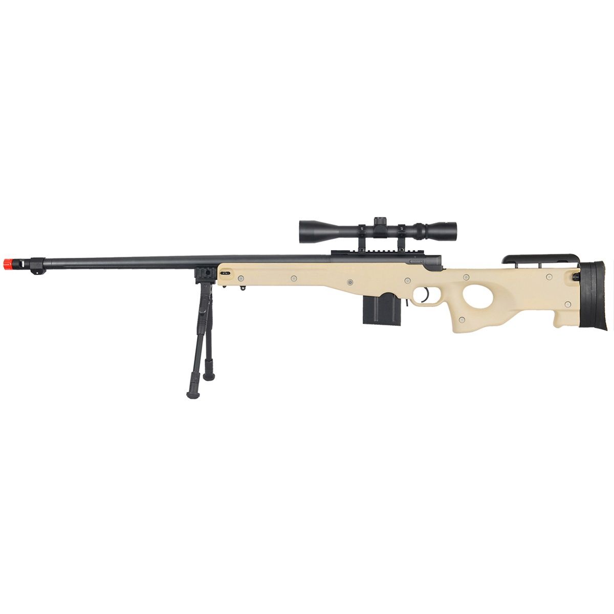 UK Arms Airsoft L96 Bolt Action Fluted Rifle with Bi-pod and Scope