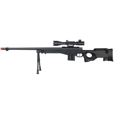 Wellfire L96 Bolt Action Airsoft Rifle with Fluted Barrel &amp; Illuminated Scope