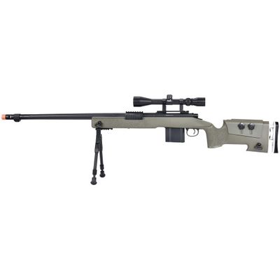 WellFire MB4417 M40A3 Bolt Action Airsoft Sniper Rifle with Scope &amp; Bipod