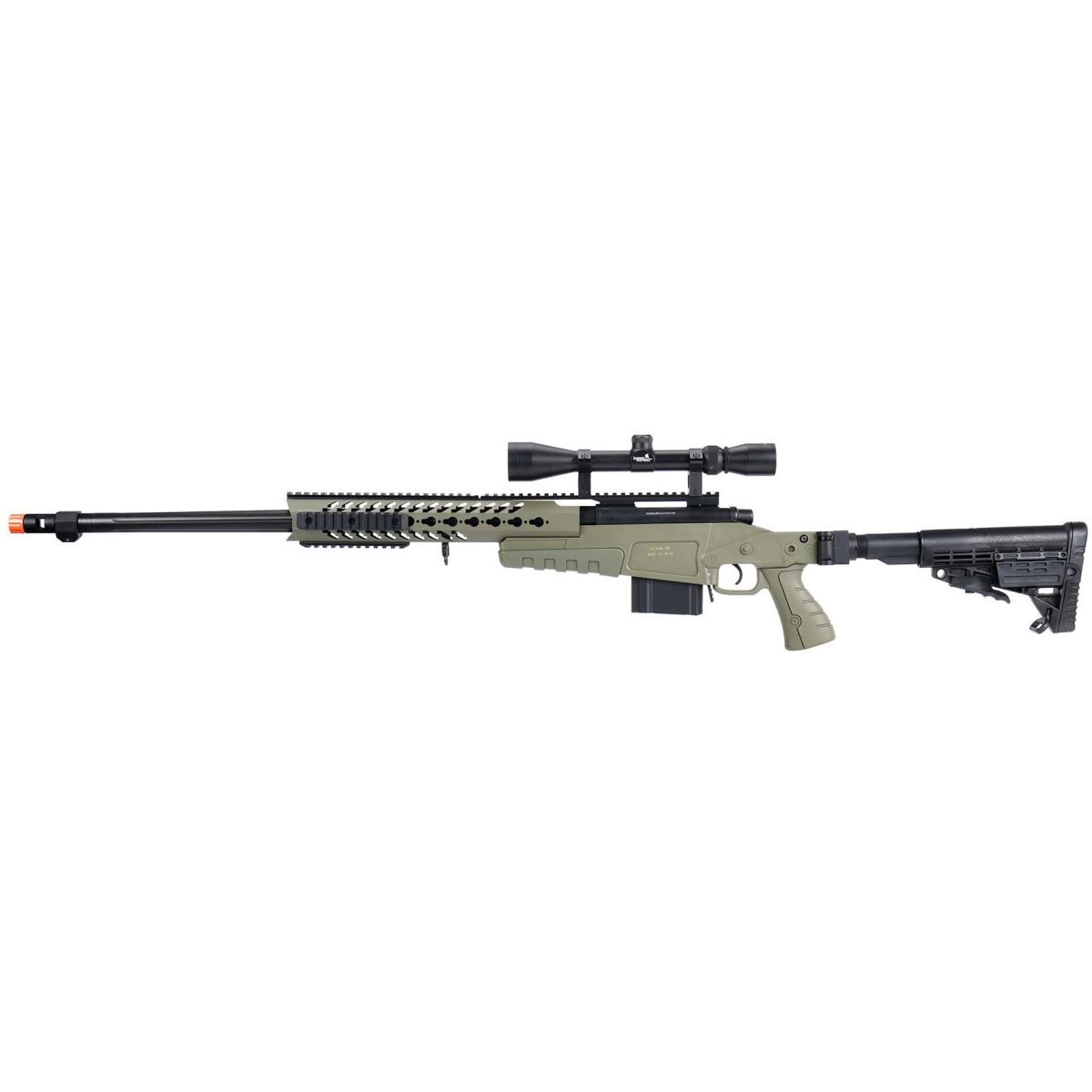 WellFire MB4418-1 Bolt Action Airsoft Sniper Rifle w/ Scope, COLOR: OD Green