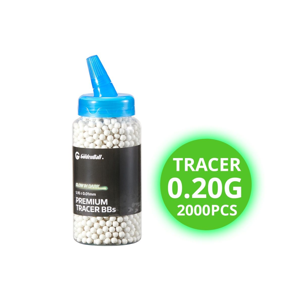 GoldenBall 2000 Round .20G Premium Grade Tracer BBs, WEIGHT: .20g