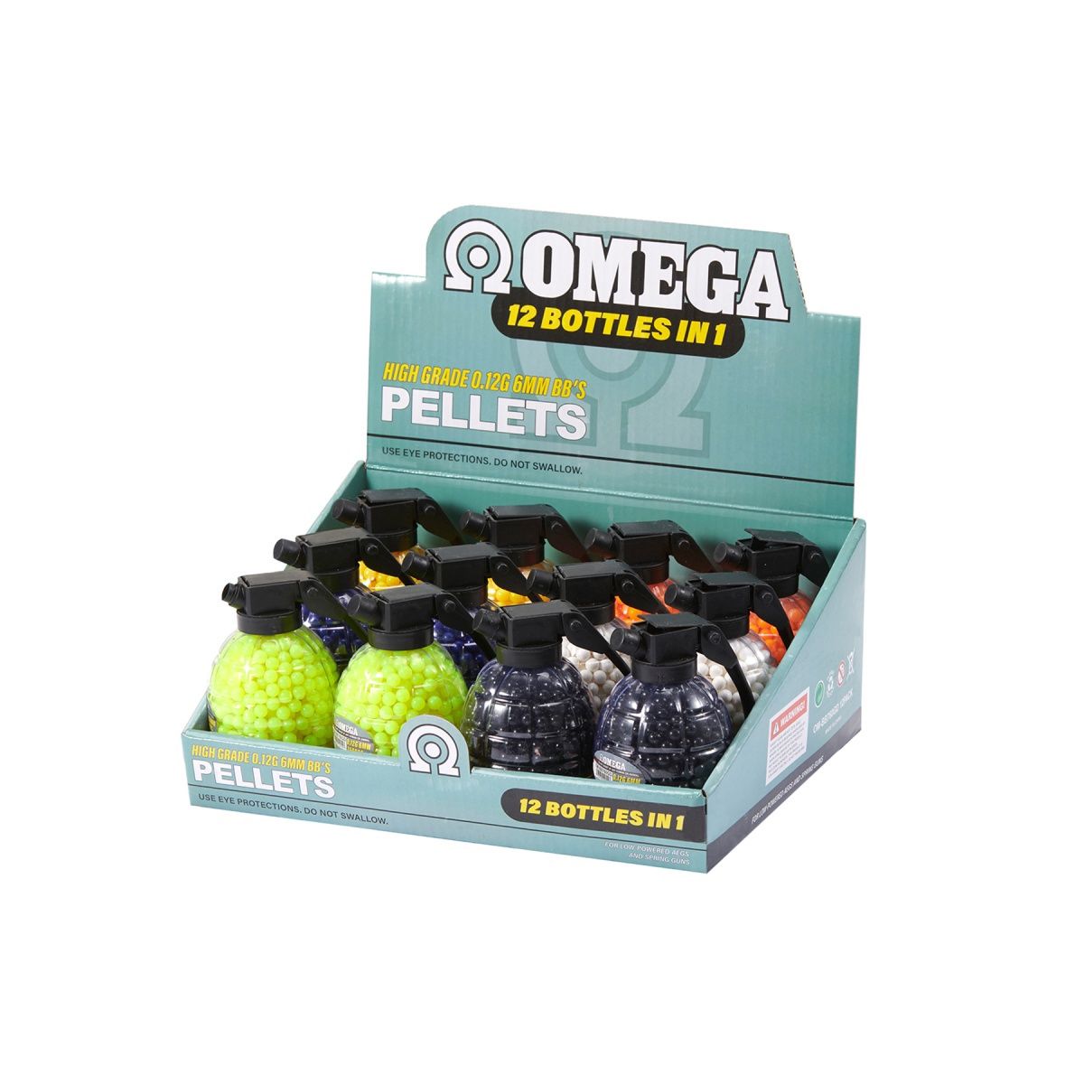 Omega 760 Round Grenade Style 0.12g BB Bottle, COUNT: 4-Pack