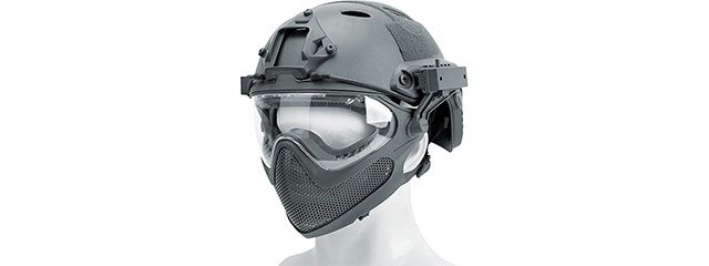 G-Force Pilot Full Face Helmet with Steel Mesh Face Guard