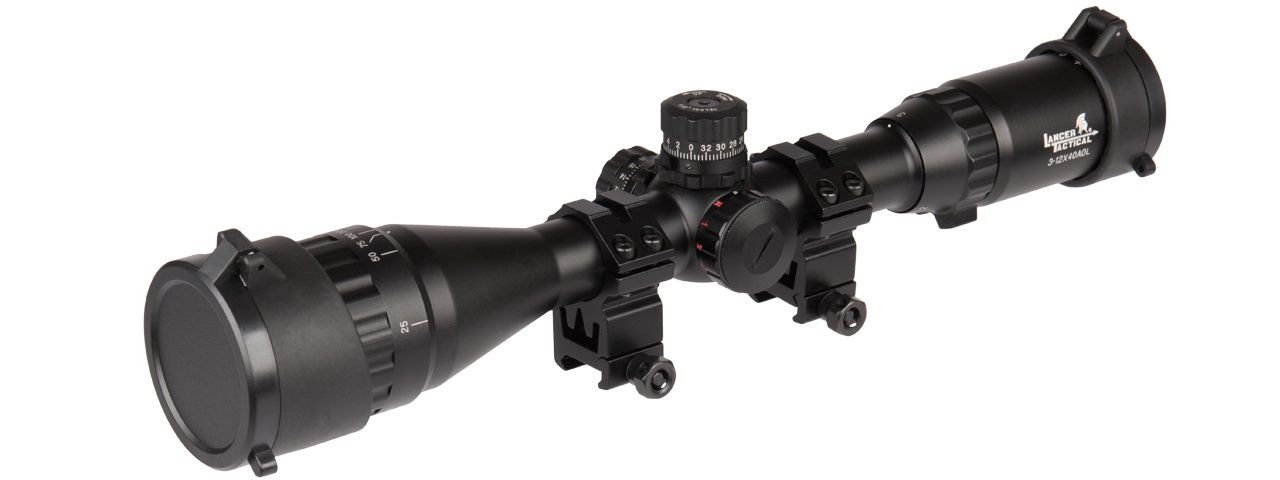 Lancer Tactical 3-12X40 AOL Red - Green - Blue Illuminated Scope