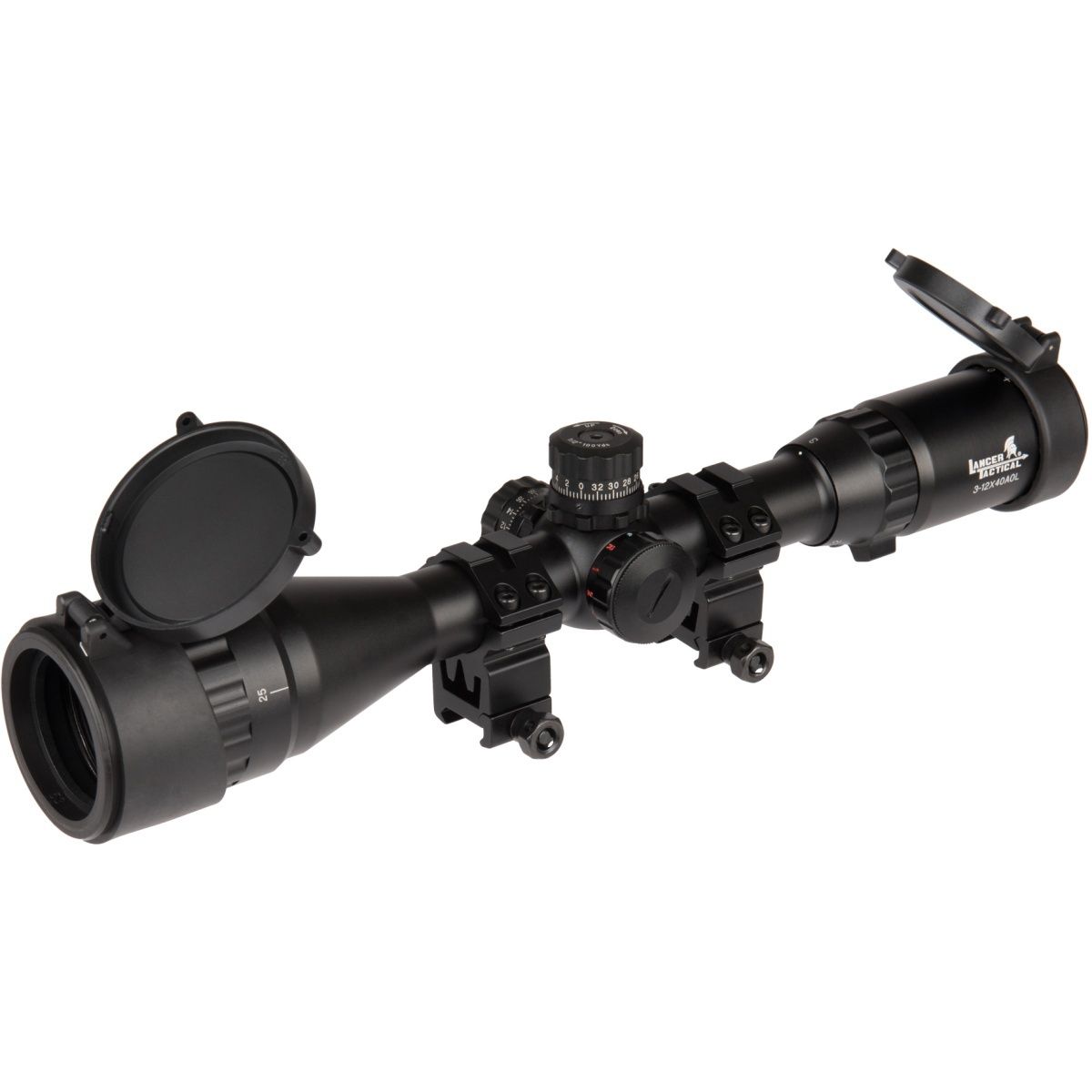 Lancer Tactical 3-12X40 AOL Red - Green - Blue Illuminated Scope
