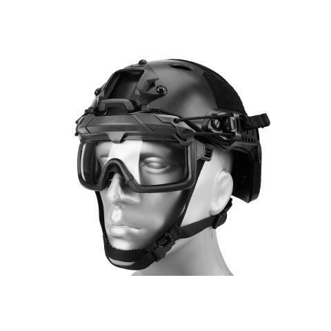 Lancer Tactical Helmet Safety Goggles - Clear Lens- Black, LENS COLOR: Clear