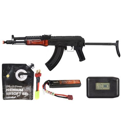 LCT MG MS AEG LCT Airsoft Stamped Steel Ak-74 W/ Fold Stock - Battery/Adapter/Charger Combo