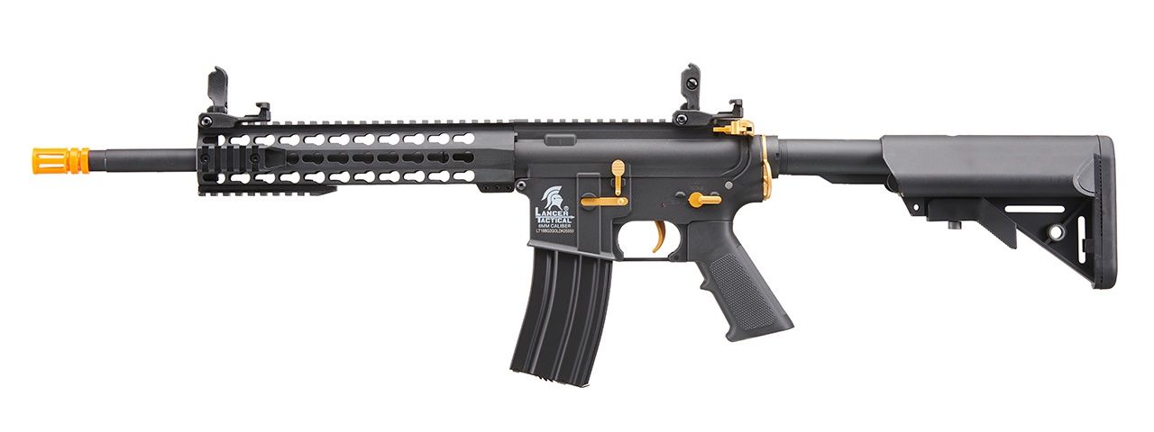 Lancer Tactical Gen 2 10" Keymod M4 Carbine Airsoft AEG Rifle with Gold Accents