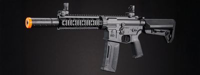 Lancer Tactical Gen 2 M4 SD Carbine Airsoft AEG Rifle w/ Ambidextrous NSR Receiver, NSR Stock &amp; Mock Suppressor
