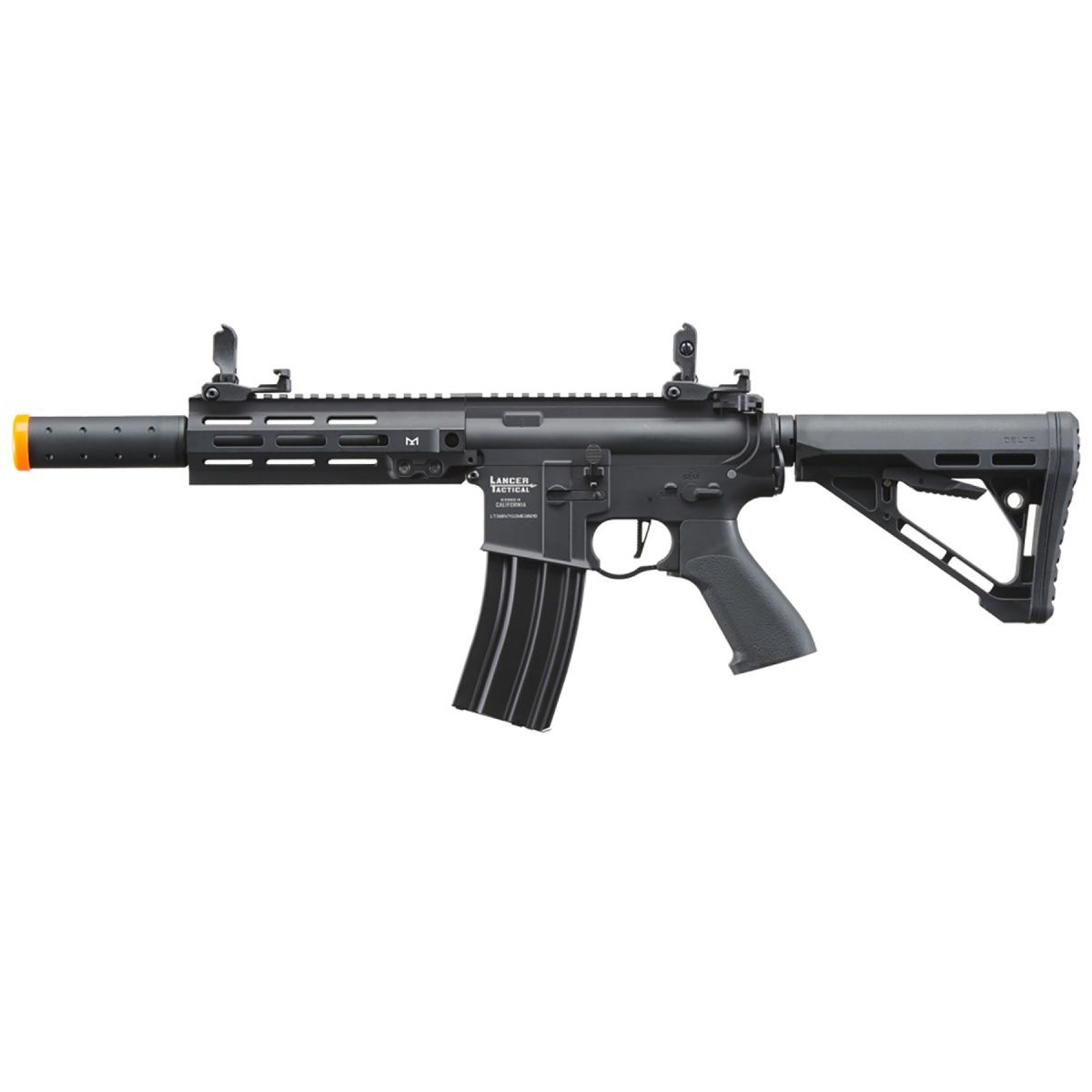 Lancer Tactical Blazer 7" M-LOK Proline Series M4 Airsoft Rifle with Delta Stock &amp; Mock Suppressor