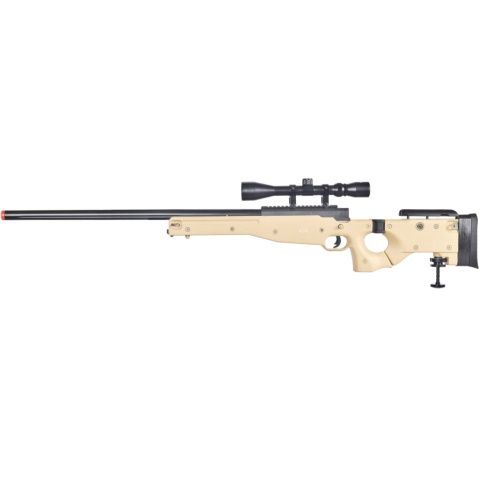 WELL Airsoft MB08TA AWP Bolt Rifle with Folding Stock &amp; Scope - Tan