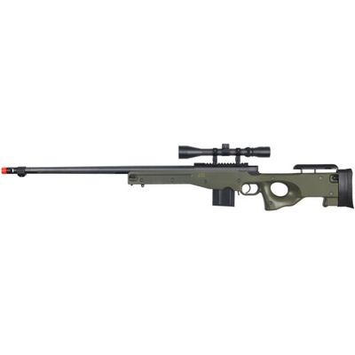 Well Airsoft L96 AWP Bolt Action Rifle Fluted Barrel Bipod - OD GREEN