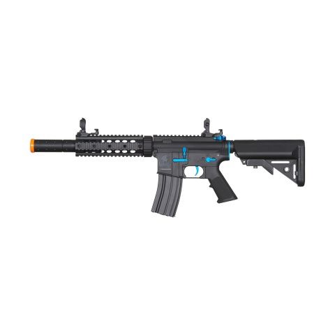 Lancer Tactical Gen 2  M4 SD Carbine Airsoft AEG Rifle with Mock Suppressor, COLOR: Black &amp; Blue