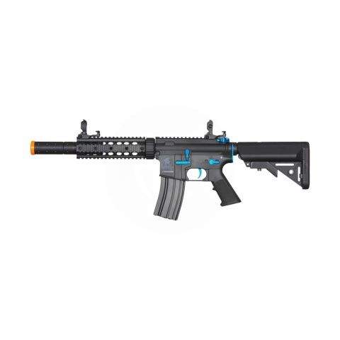 Lancer Tactical  Gen 2  M4 SD Carbine Airsoft AEG Rifle with Mock Suppressor, COLOR: Black &amp; Blue
