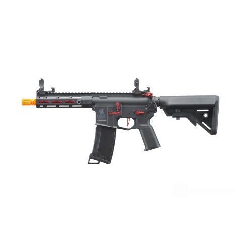 Lancer Tactical Gen 3 Hellion 7" M-LOK Airsoft AEG Rifle with Crane Stock - Black &amp; Red