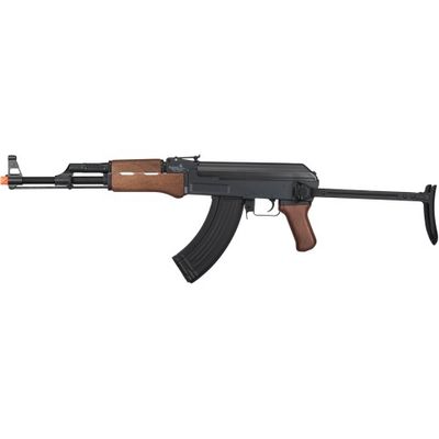 Lancer Tactical AK47 Airsoft AEG Rifle with Folding Stock - Black &amp; Faux Wood