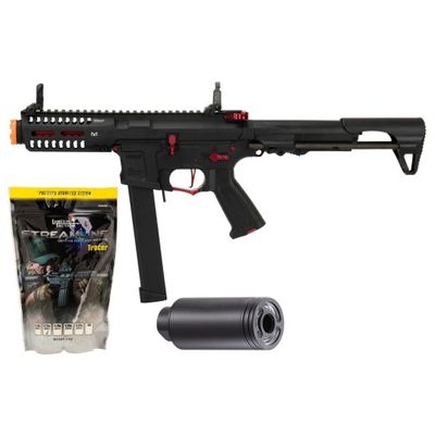 G&amp;G Airsoft CM16 ARP9 Super Ranger Carbine AEG with PDW Stock - Fire Red - Tracer &amp; BB Bundle