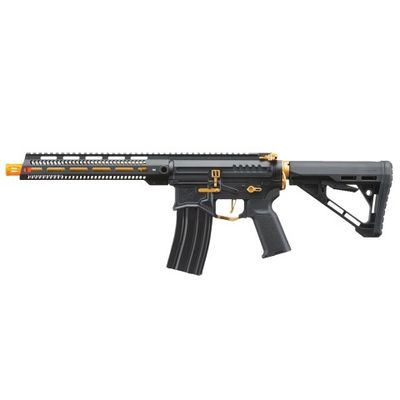 Zion Arms R15 Mod 1 Long Rail Airsoft Rifle with Delta Stock - Black &amp; Gold