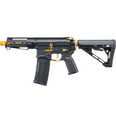 Zion Arms R15 Mod 1 Short Barrel Airsoft Rifle with Delta Stock - Black &amp; Gold