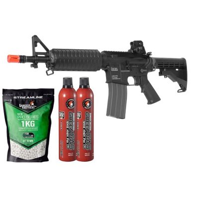 KWA Full Metal LM4C Airsoft M4 CQB Gas Blowback Training Rifle - Gas &amp; BB Bundle