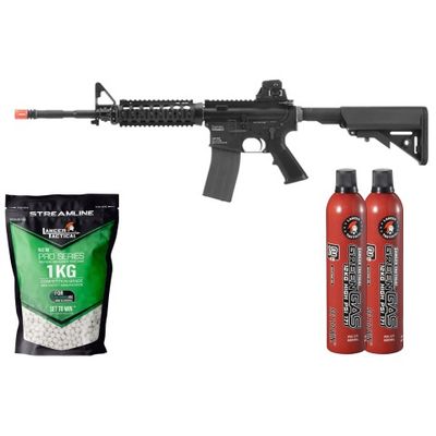 KWA M4A1 RIS LM4 PTR Gas Blowback GBBR Full Metal Airsoft Rifle - Gas &amp; BB Bundle