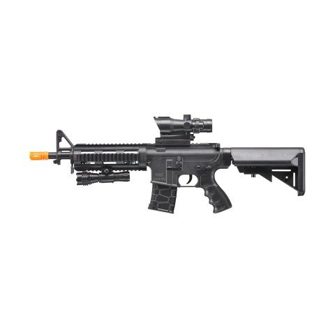 UK Arms Heavy Version Short Barreled M4 Airsoft Spring Rifle with Flashlight and Red Dot Sight