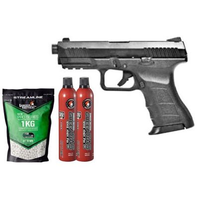 KWA Airsoft GBB Pistol ATP-C Compact with Accessory Rail - Gas &amp; BB Bundle