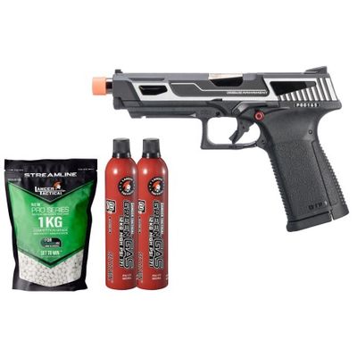 G&amp;G GTP9-MS Metal Slide Gas Blowback Airsoft Pistol - Gas/BB Bundle
