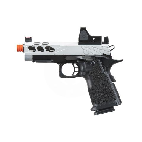 Lancer Tactical Stryk Hi-Capa 4.3 Gas Blowback Airsoft Pistol with Reflex Red Dot Sight - Black &amp; Silver
