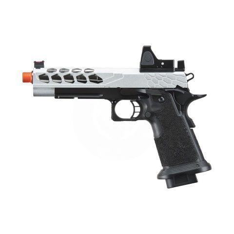 Lancer Tactical Stryk Hi-Capa 5.1 Gas Blowback Airsoft Pistol with Reflex Red Dot Sight - Black &amp; Silver