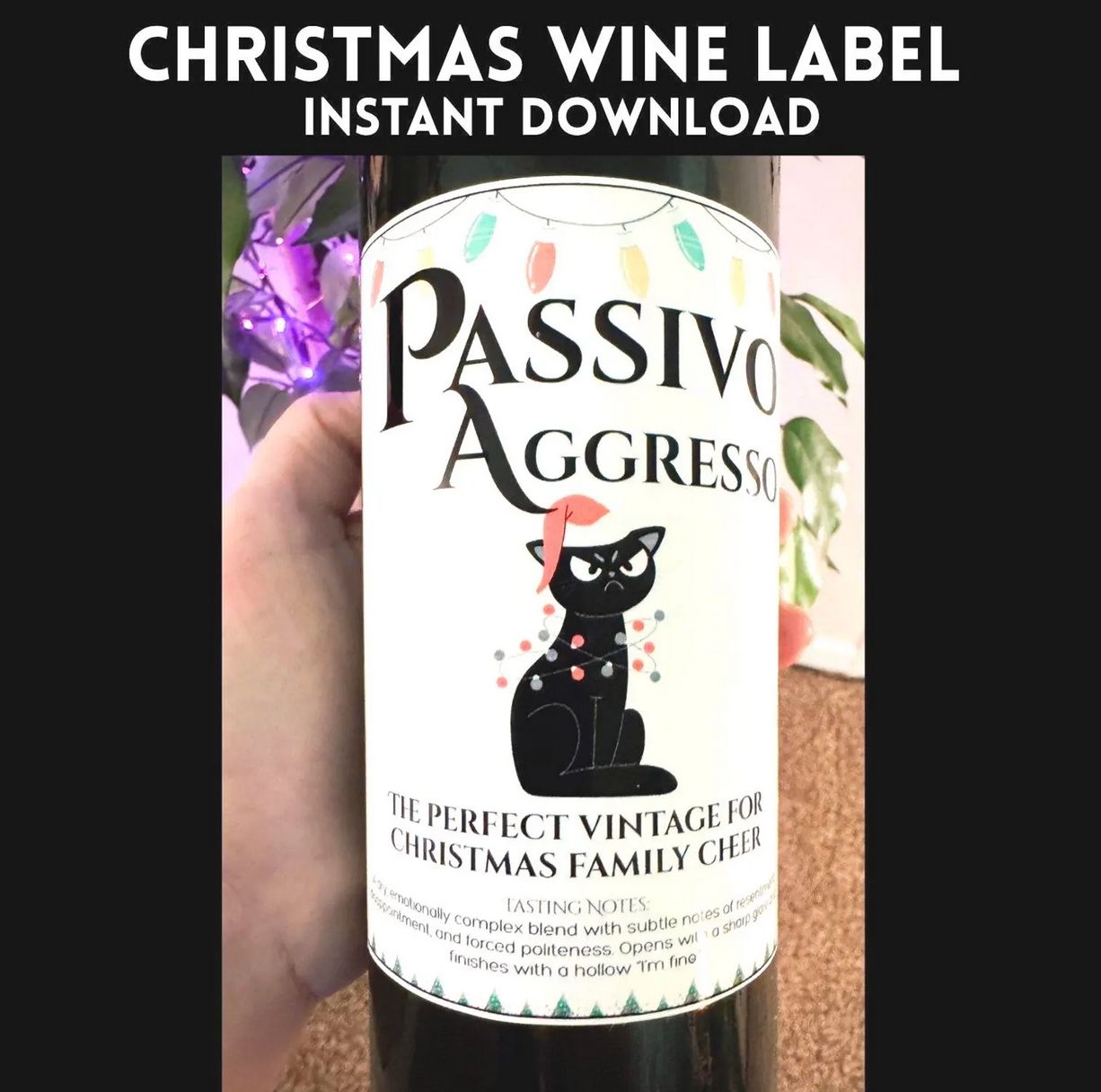 Christmas Wine Label: Passivo Aggresso