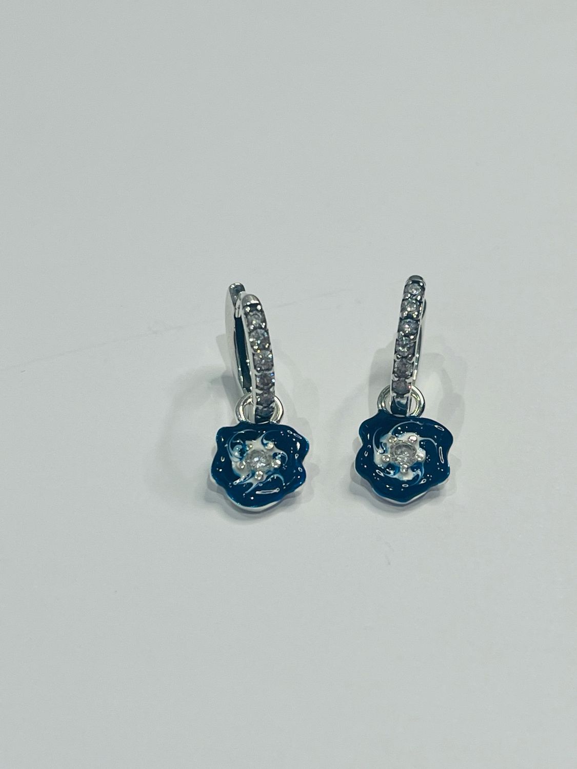 The Blue Flower Hoop Drop Earrings